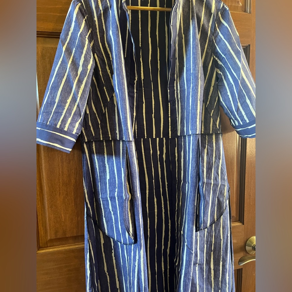 Marimekko Shirt Dress Piccolo Stripes Blue and White Size 40 (Medium) - Picture 13 of 15